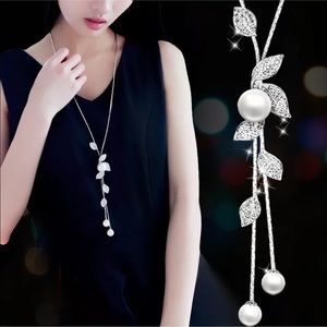 New Charm Pearl Crystal Leaves Flower Multilayer P